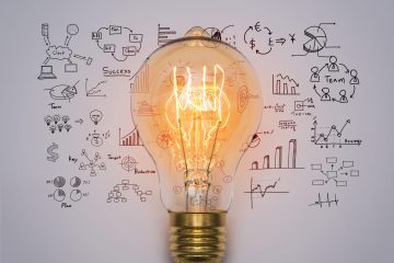 Light bulb with drawing graph Light bulb with drawing graph
